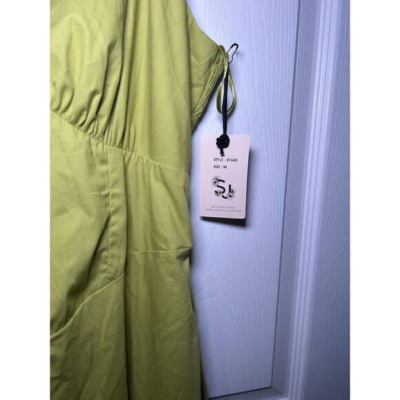 Sincerely Jules Women’s Bodice Style Thin Strap Runched Back Dress Green Size M - Picture 7 of 8